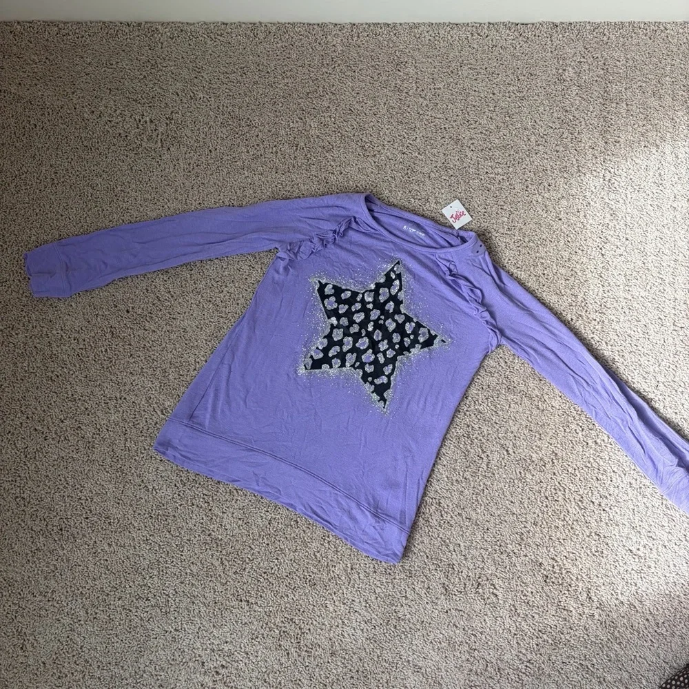 The Children's Place NWT Purple Sparkly Cheetah Star Long Sleeve Top Size 8